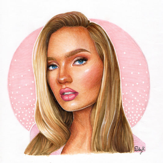 Victoria's Secret Angel Romee Strijd - 8.25x9.75in Drawing