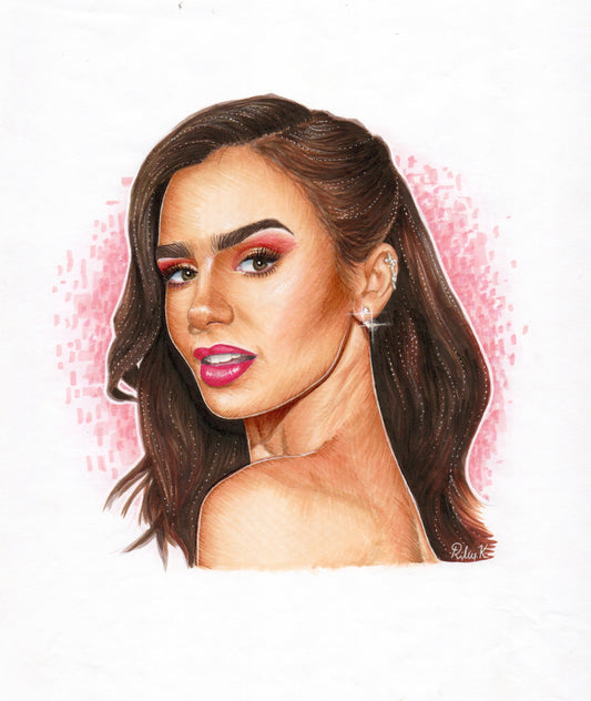 Lily Collins - 8.27x11.69in Drawing