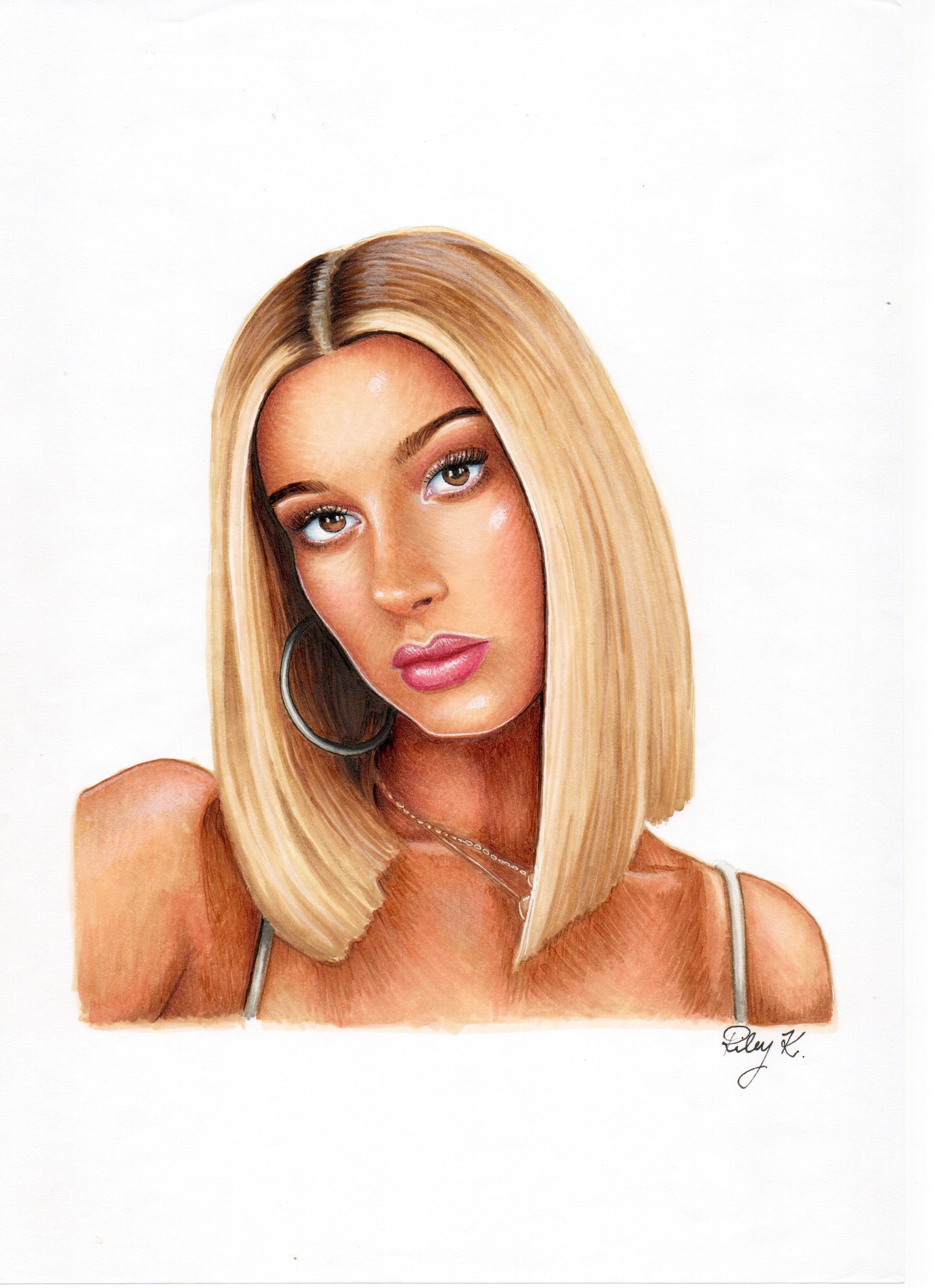 Hailey Bieber - 8.27x11.69in Drawing