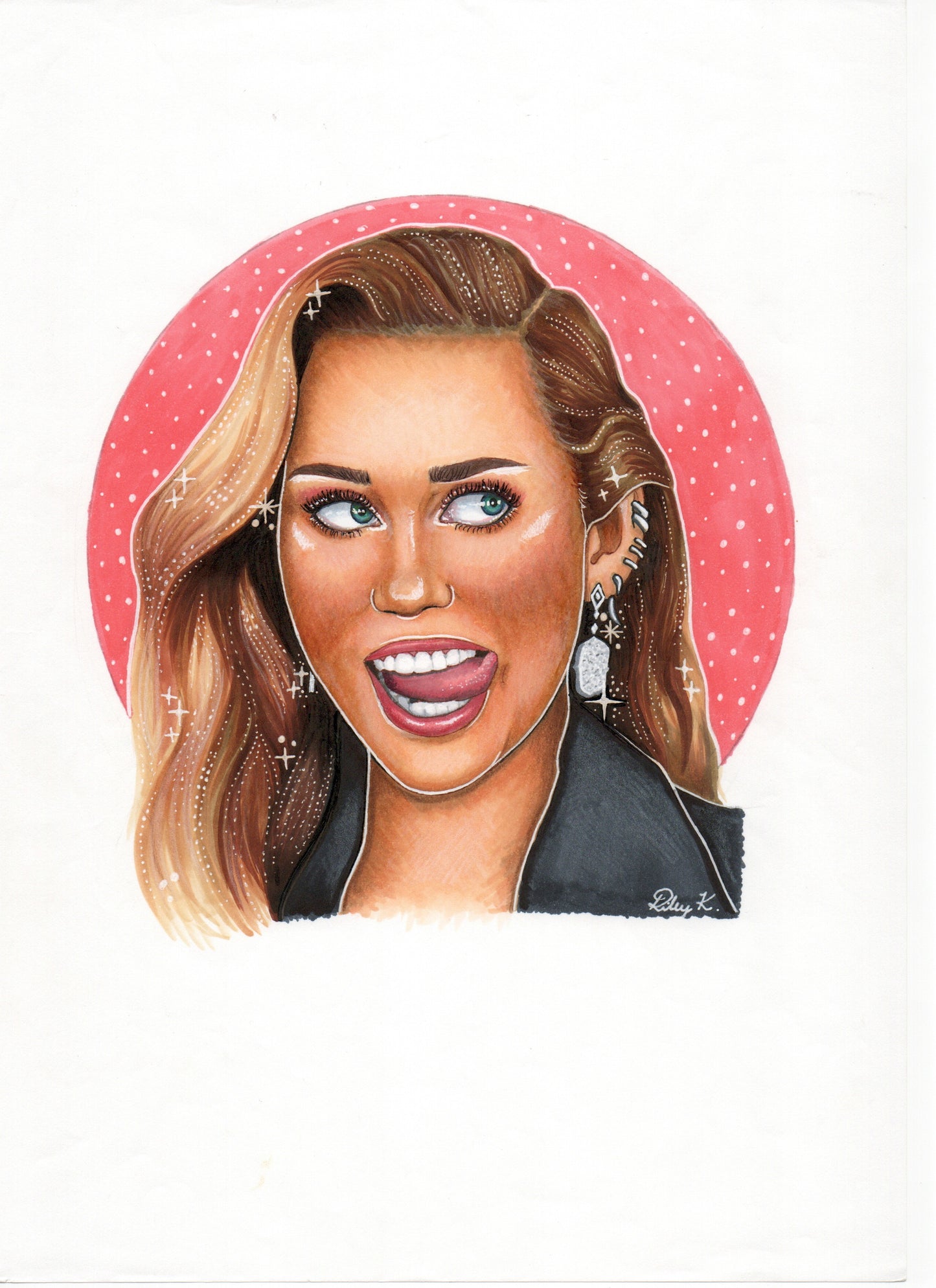 Miley Cyrus - 8.27x11.69in Drawing